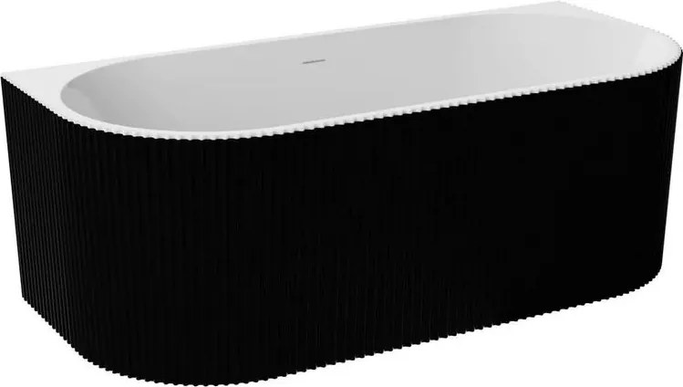 Cada freestanding Besco Leya 170x78 cm alb/negru lipita de perete, BTW
