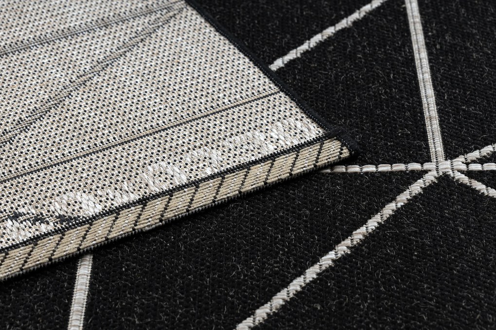 Covor sisal Floorlux 20605 negru si argint Triunghiuri, Geometric - SECUNDAR-COTATI PRODUSUL
