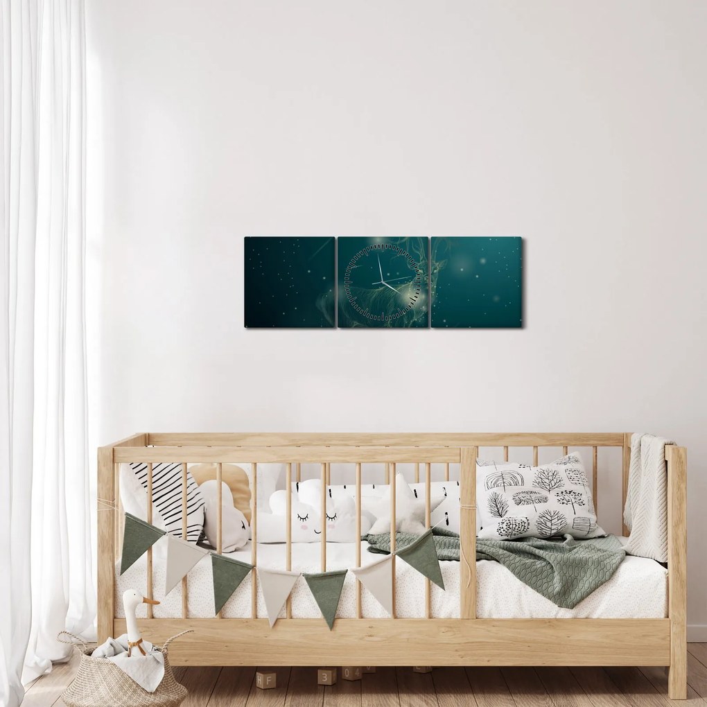 Tablou - Cerb magic noaptea (cu ceas) (90x30 cm)
