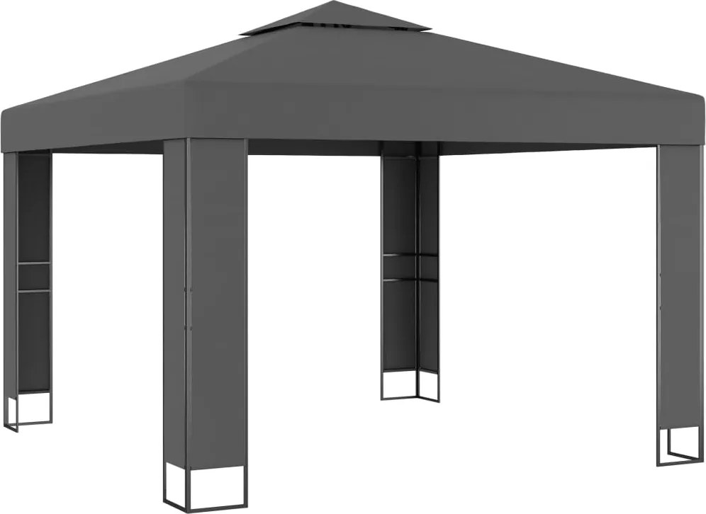 vidaXL Pavilion cu acoperiș dublu, antracit, 3 x 3 m
