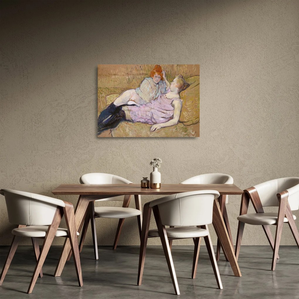 Tablou pe sticlă - Henri de Toulouse-Lautrec, The Sofa, reproducere (70x50 cm)