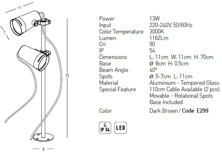 Proiector LED pe baza iluminat exterior decorativ IP54 Petra