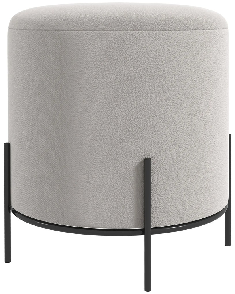 HOMCOM Pouf taburet pouf suport pentru picioare din catifea cu picioare din oțel pentru salon dormitor Ø 35 x 38 cm gri deschis | Aosom Romania