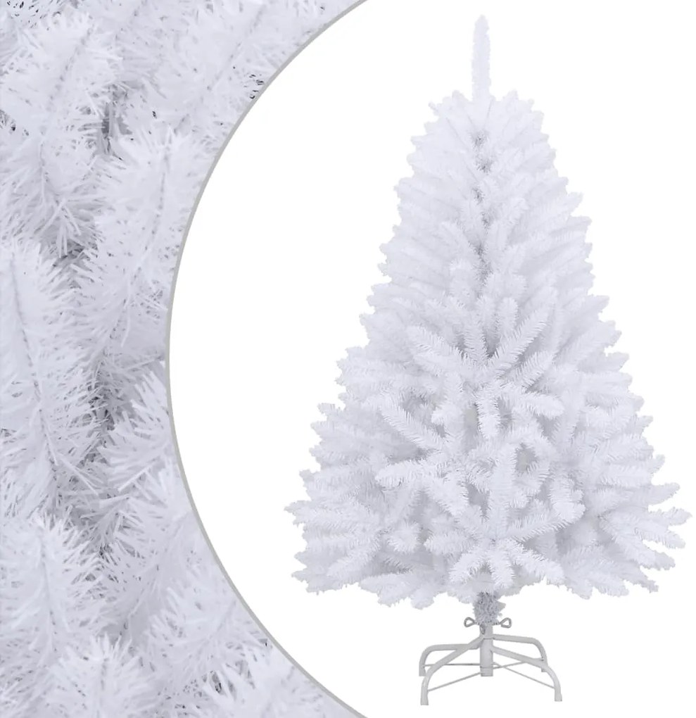 vidaXL Brad de Crăciun artificial cu suport și balamale, alb, 150 cm