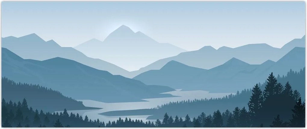 Tablou - Munții cu privirea graficeanului (120x50 cm)