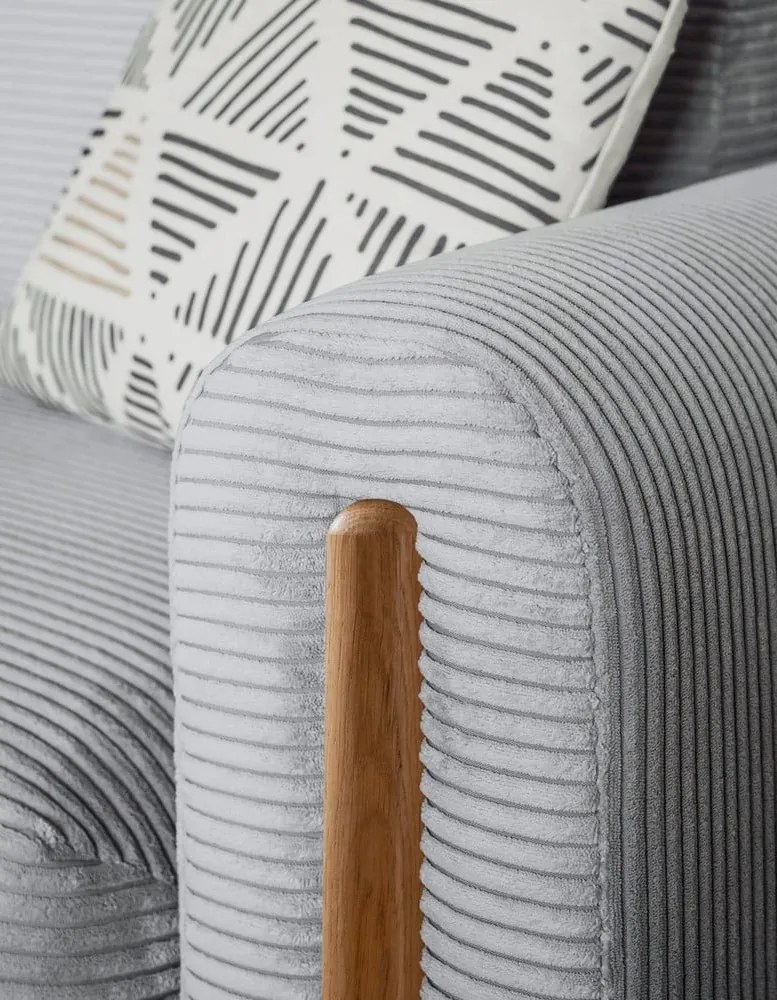 Canapea gri extensibilă/cu spațiu de depozitare cu tapițerie din catifea reiată 244 cm Arcadova – ELTAP