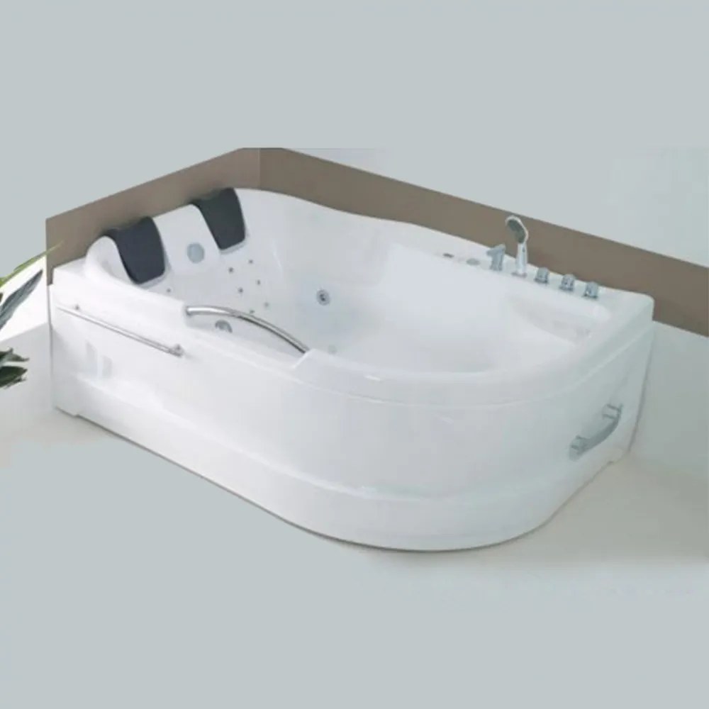 Cadă de baie cu hidromasaj asimetrică Dublo Hydro, 180x130 cm cu baterie