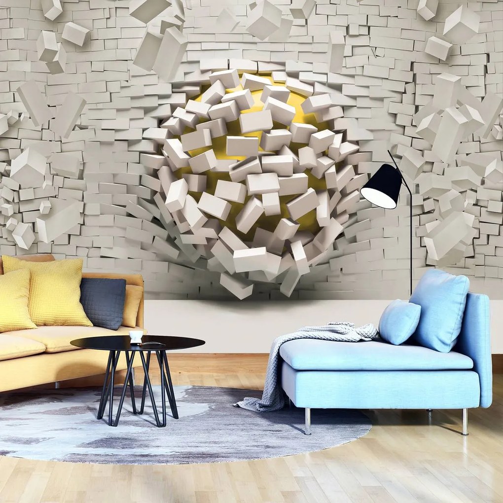 Fototapet - 3D perete cu minge (254x184 cm), în 8 de alte dimensiuni noi