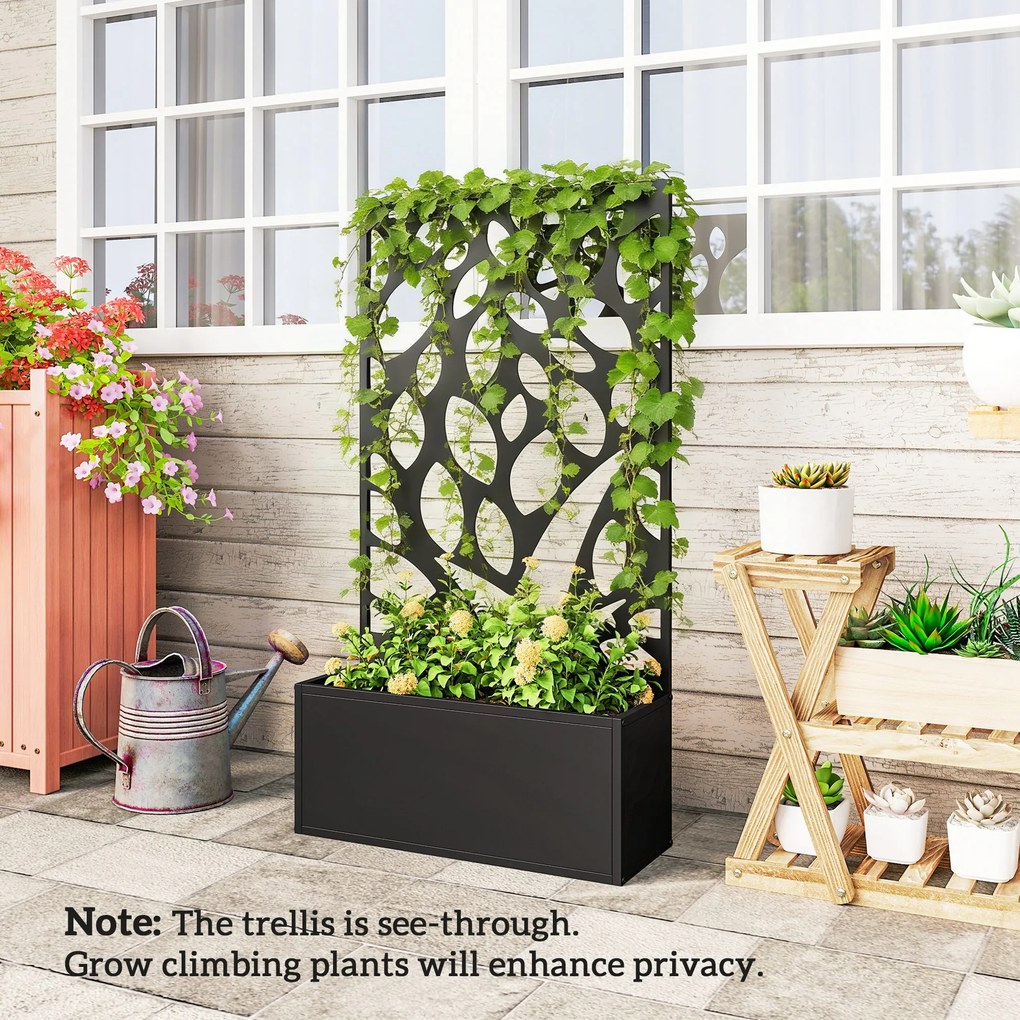 Outsunny Jardinieră metalică cu spalier, montare pe perete sau independent, jardinieră cu panou de protecție | Aosom Romania