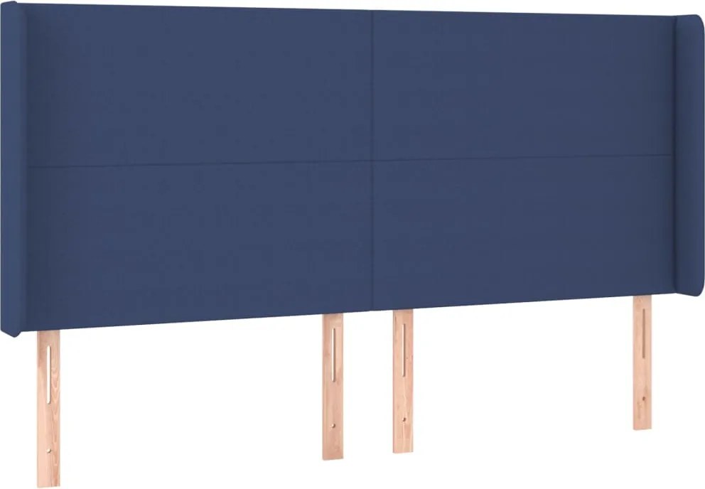 vidaXL Tăblie de pat cu aripioare, albastru, 183x16x118/128 cm, textil