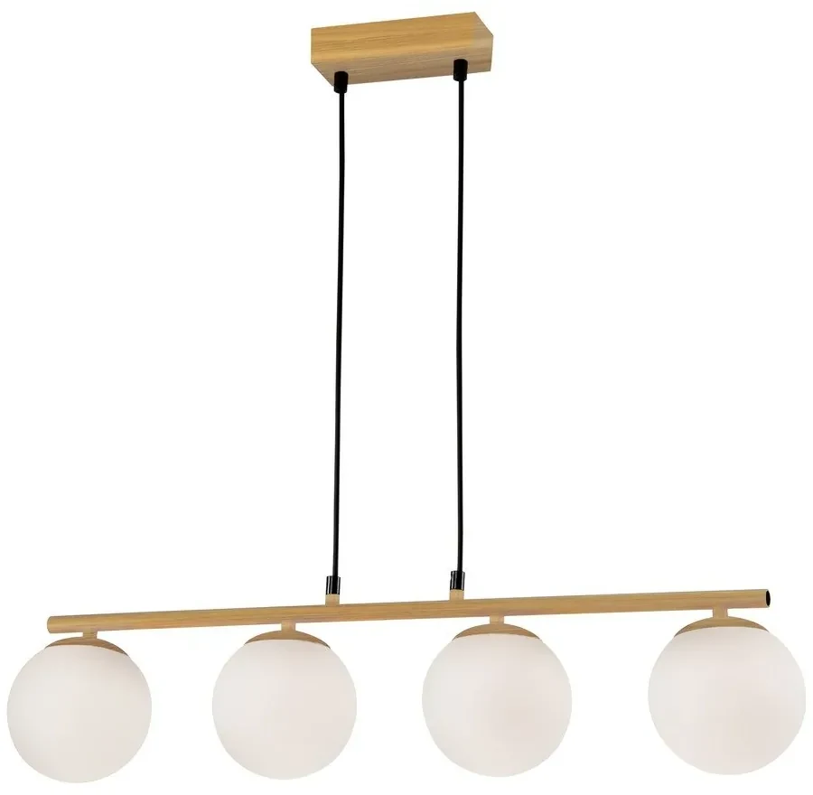 Lustră albă/în culoare naturală cu abajur din sticlă Carrine – Candellux Lighting