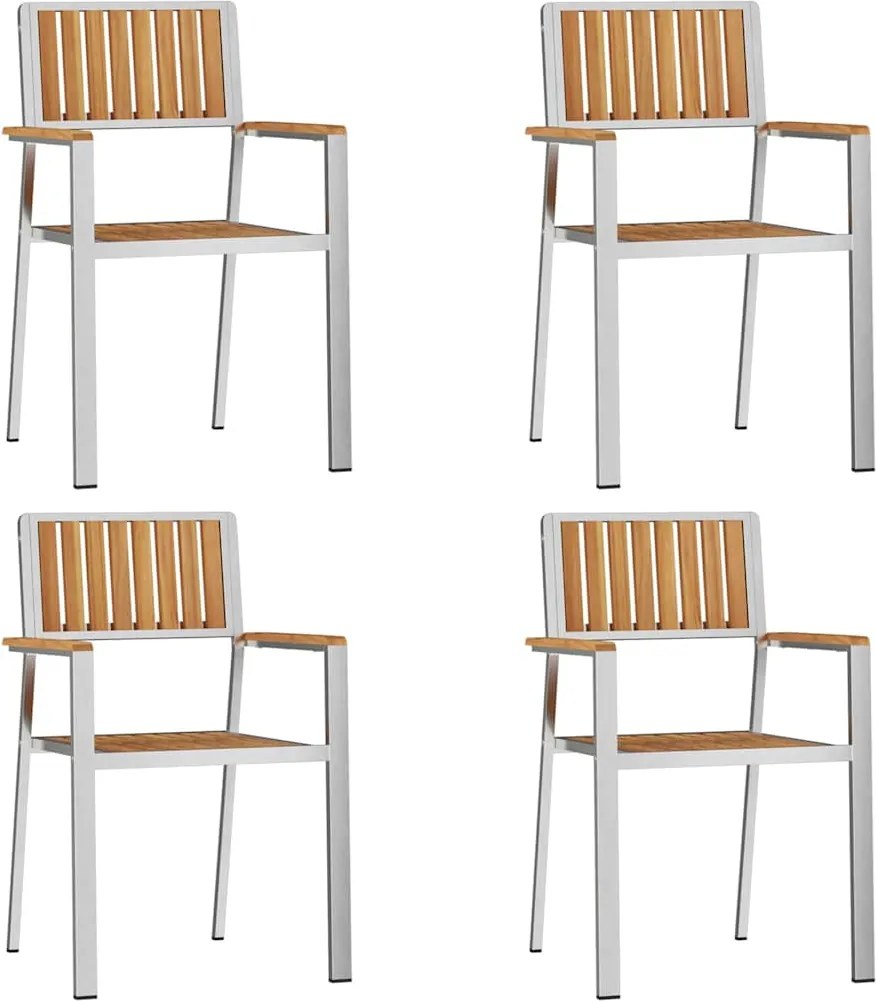 vidaXL Scaun pentru Grădină 4 pcs Maro Lemn solid de tec