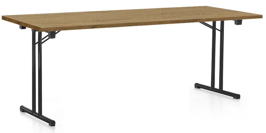 Masă plianta 200 x 80 cm, picioare negre, stejar piatra