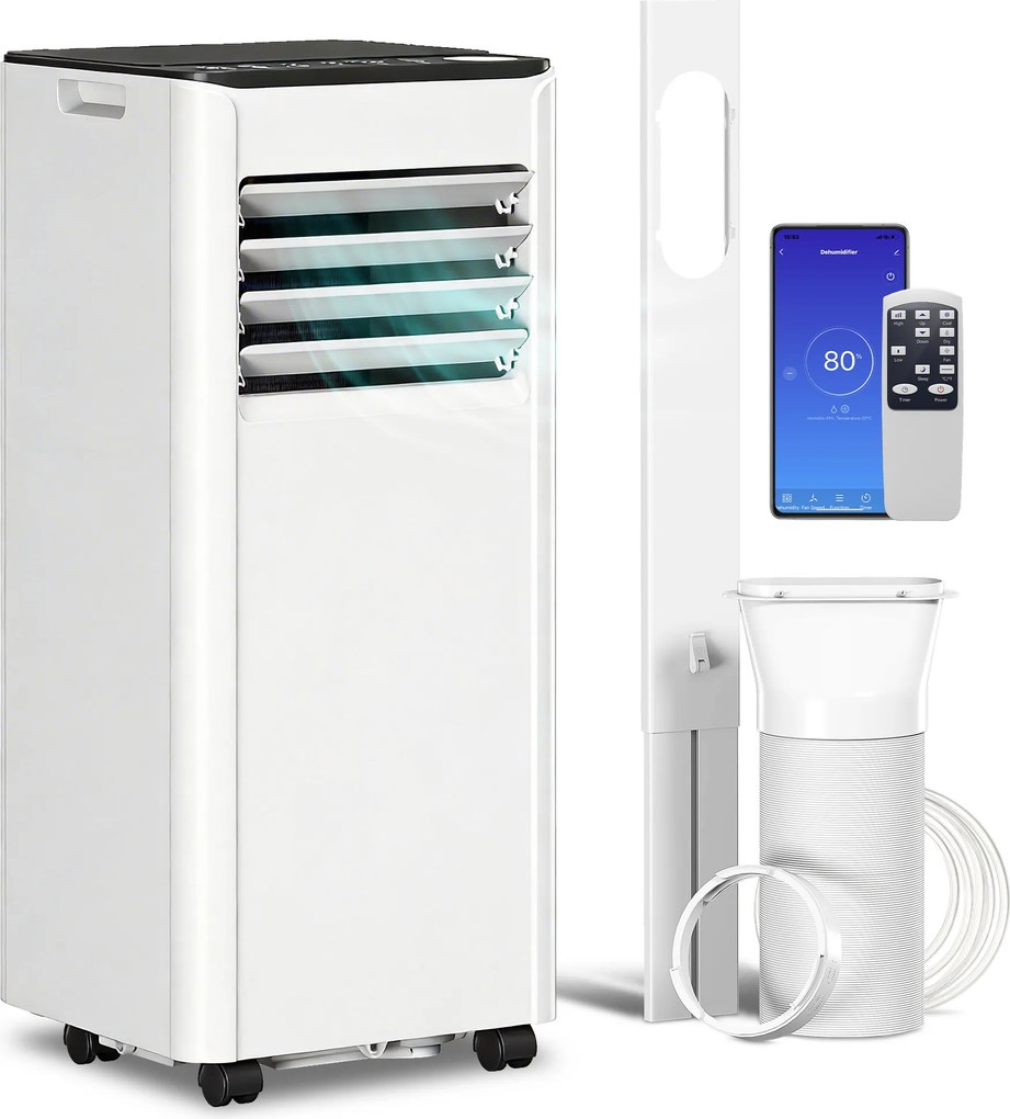 HOMCOM Aparat de aer condiționat portabil 7000 BTU: Răcire, Dezumidificator, Ventilator, Mod Noapte. | Aosom Romania