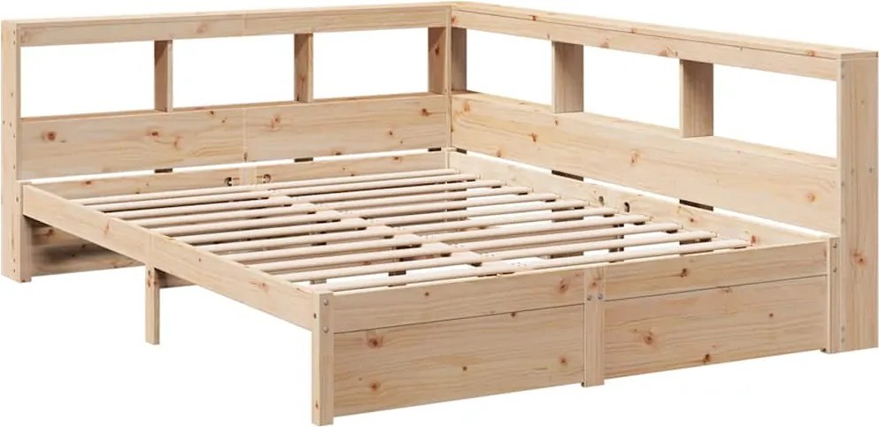 vidaXL Pat cu bibliotecă fără saltea, 160x200 cm, lemn masiv de pin