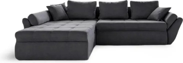 Colțar extensibil dumonde cu ladă de depozitare si sezut confortabil din spuma high-density, Loana Enjoy Grafit 270x185 cm