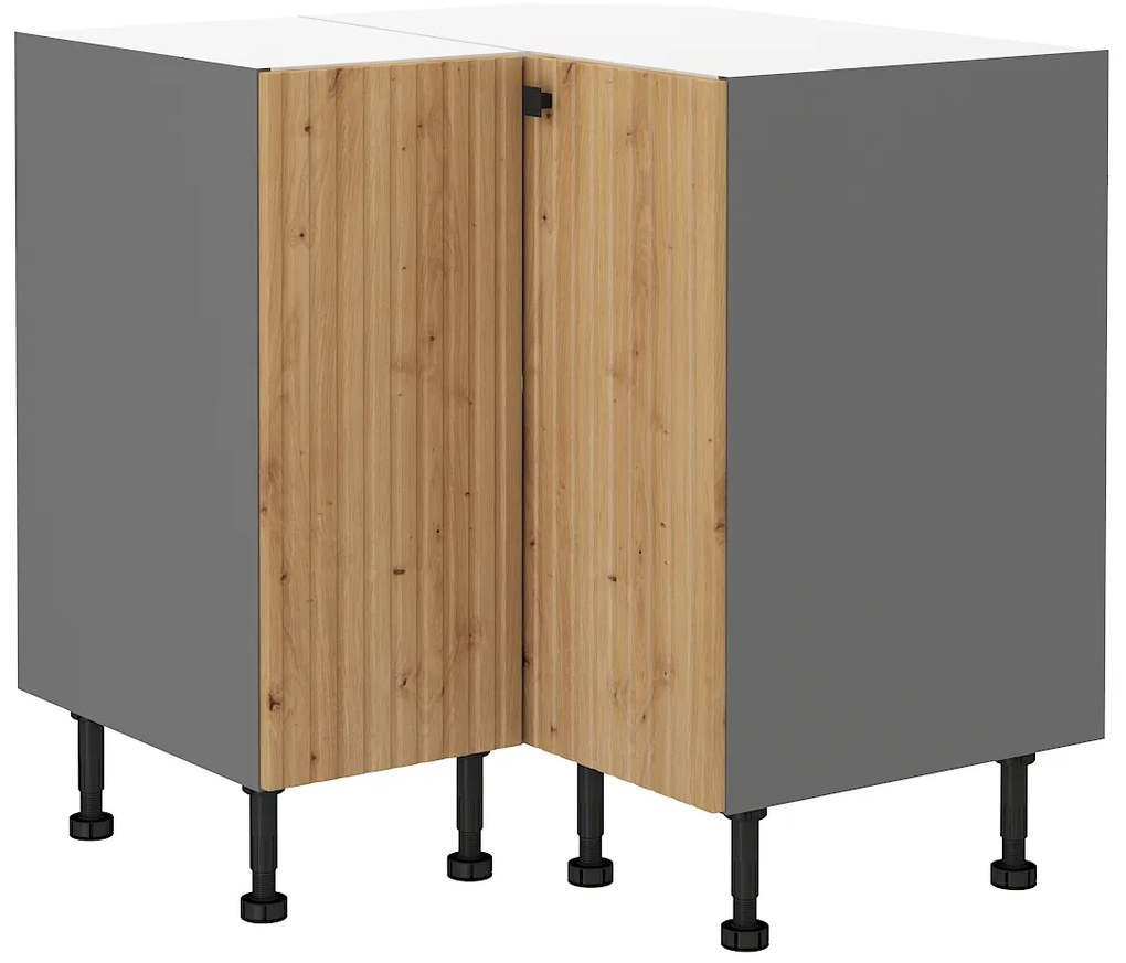 Dulap inferior de bucătărie de colț Avantoe 89x89 DN 1F BB (Stejar artisan + Antracit). 1049643