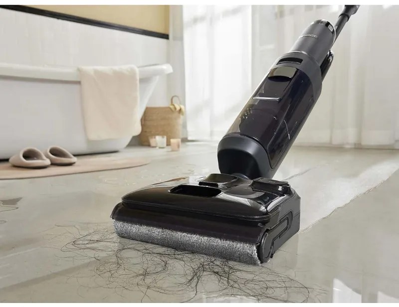 Aspirator vertical fara fir Tineco Floor One S6 Stretch Extreme, 220W, 18000 Pa, Uscat/Umed, Autonomie 40 min, 233 m², LED display, Asistent vocal, Negru