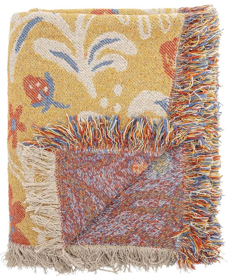 Pătură galbenă din bumbac reciclat 130x160 cm Reims – Bloomingville