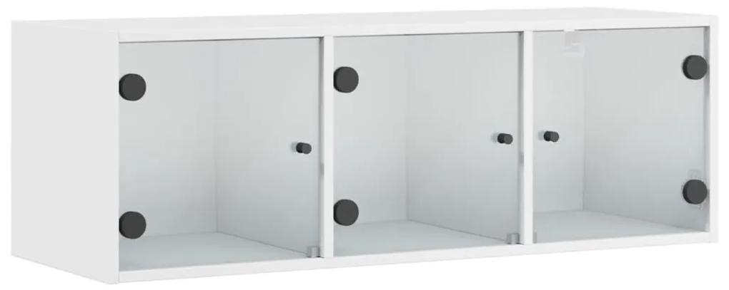 836511 vidaXL Dulap de perete cu uși din sticlă, alb, 102x37x35 cm