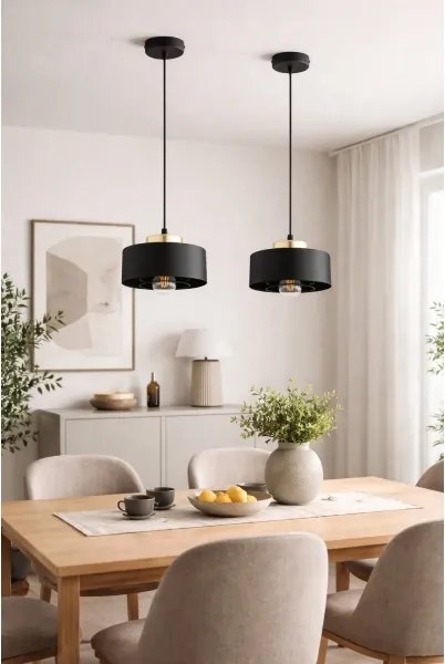 Brilagi - Lustră suspendată pe cablu SPRING 1xE27/60W/230V Ø20 cm negru/auriu