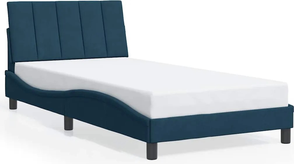 vidaXL Cadru de pat fără saltea, Hanko, albastru, 100x200 cm, catifea