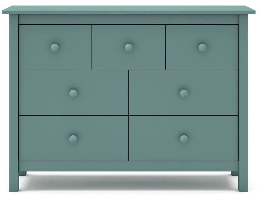 Comodă pentru copii în culoarea petrolului joasă din lemn de pin 110x80 cm Max – Marckeric