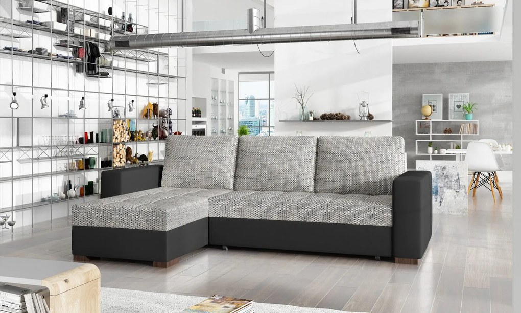Colțar lemn masiv Extensibil Nelia 237x150cm Ladă Depozitare Personalizabil - Berlin 01 + Soft 11