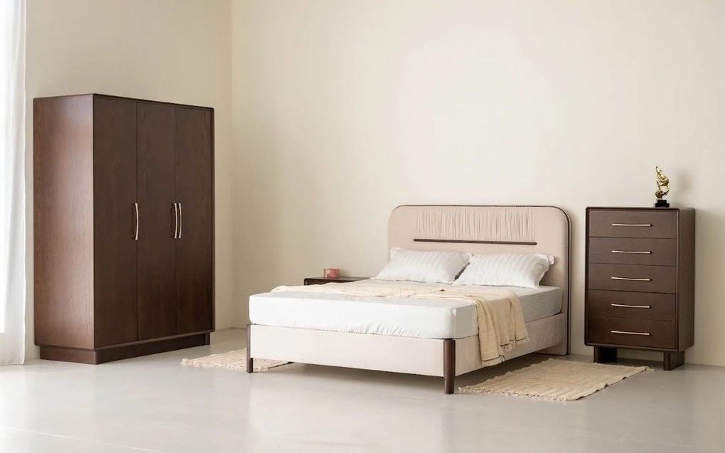 Comodă lemn masiv nuc Cooper, 70 × 42,5 × 117 cm