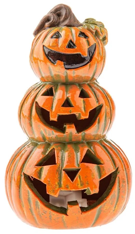 Decorațiune ceramică de toamnă Trei dovleci cu față, 9 x 15 cm