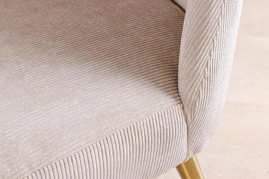 Set de 2 scaune, Catifea Raiata, Bej, MIA CASA, A-45926 VC