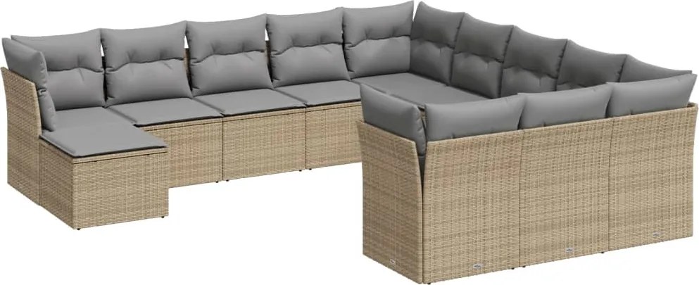 vidaXL Set canapele de grădină cu perne, 12 piese, bej, poliratan