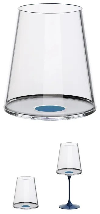 Set 2 pahare de cristal Trebonn SplitGlass 2025112, 450 ml, Ø9.2x10.5 cm, Posibilitate atasare picior, Albastru