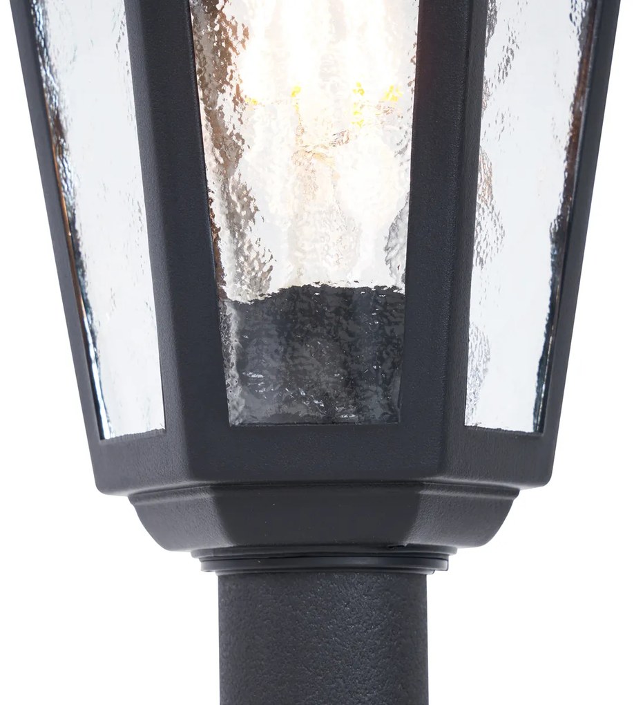 Stâlp clasic de exterior negru 122cm IP44 - New Haven Hammered