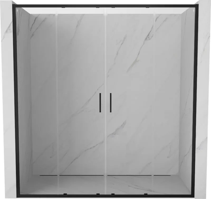 Mexen Exo uși de duș duble glisante 200 cm, transparente, negre - 8152-200-000-70-00