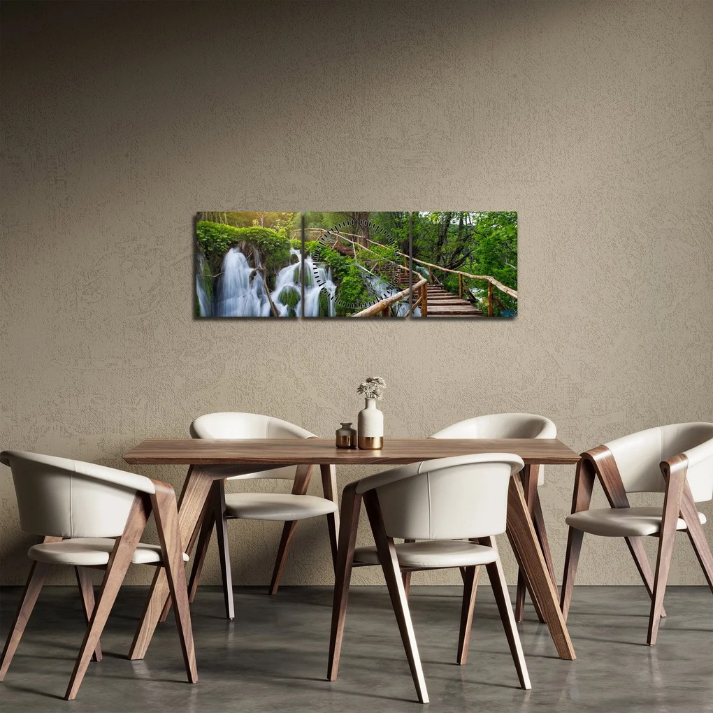 Tablou - Lacurile Plitvice (cu ceas) (90x30 cm)