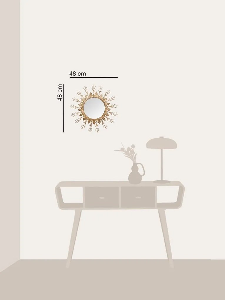 Oglinda de perete, din metal, D48cm, Crown