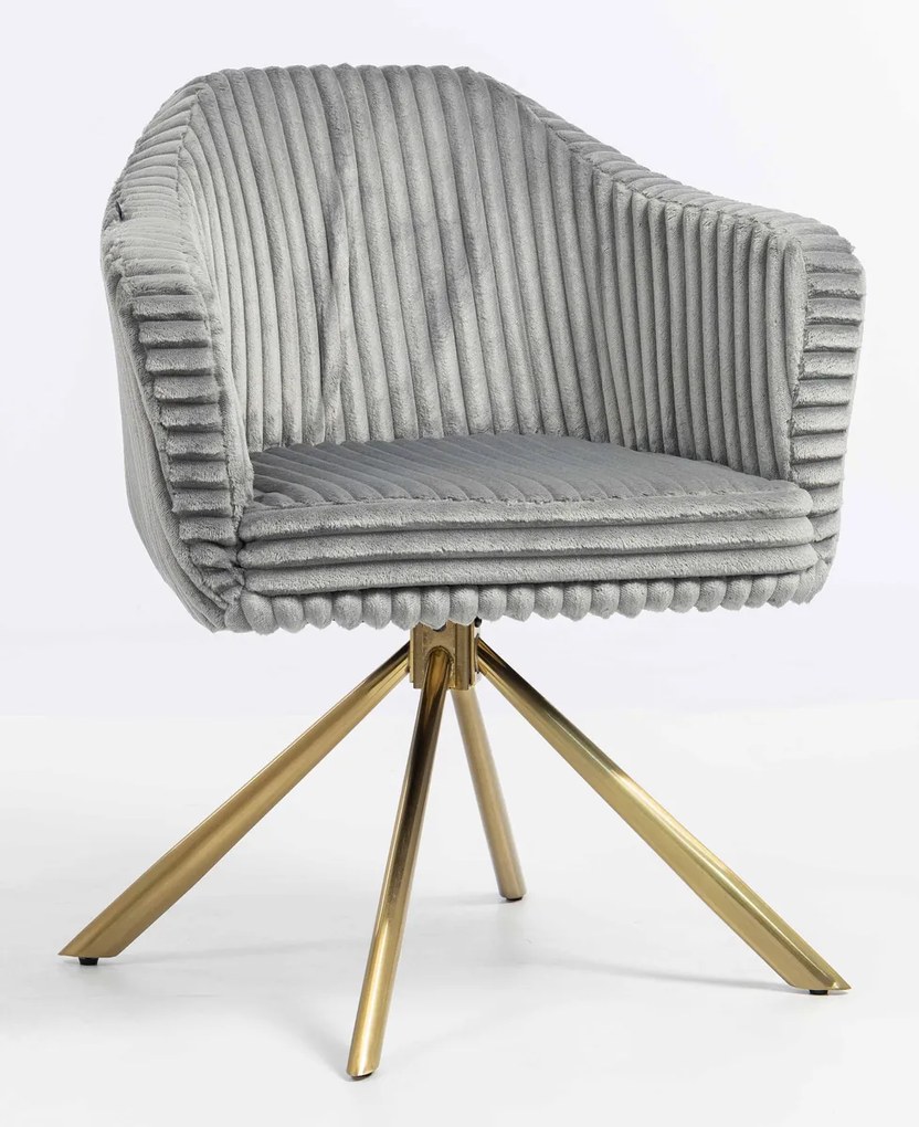 HR832 BAZĂ STEA Scaun Gri Teddy Cord cu Bază Aurie