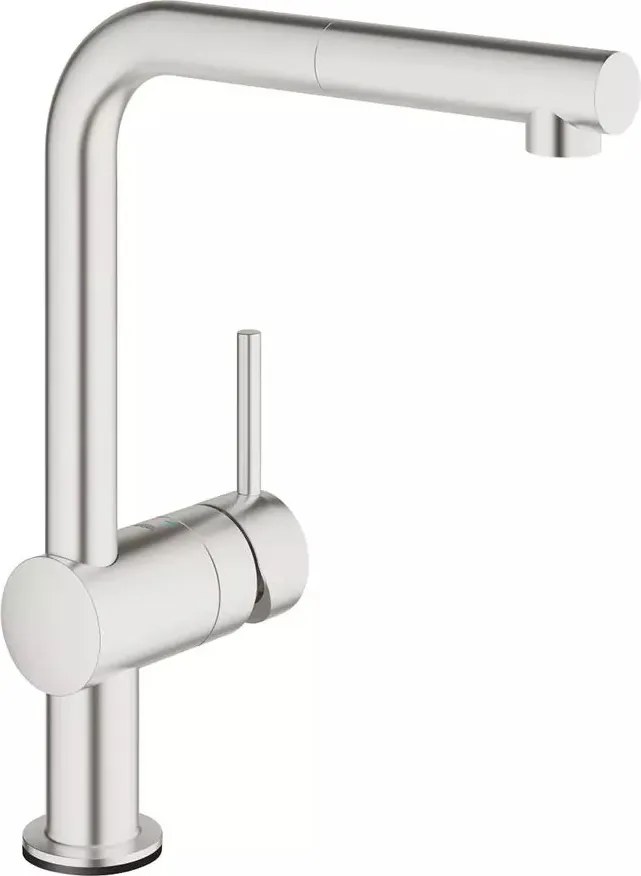 Baterie bucatarie cu dus extractibil Grohe Minta Touch crom periat Supersteel