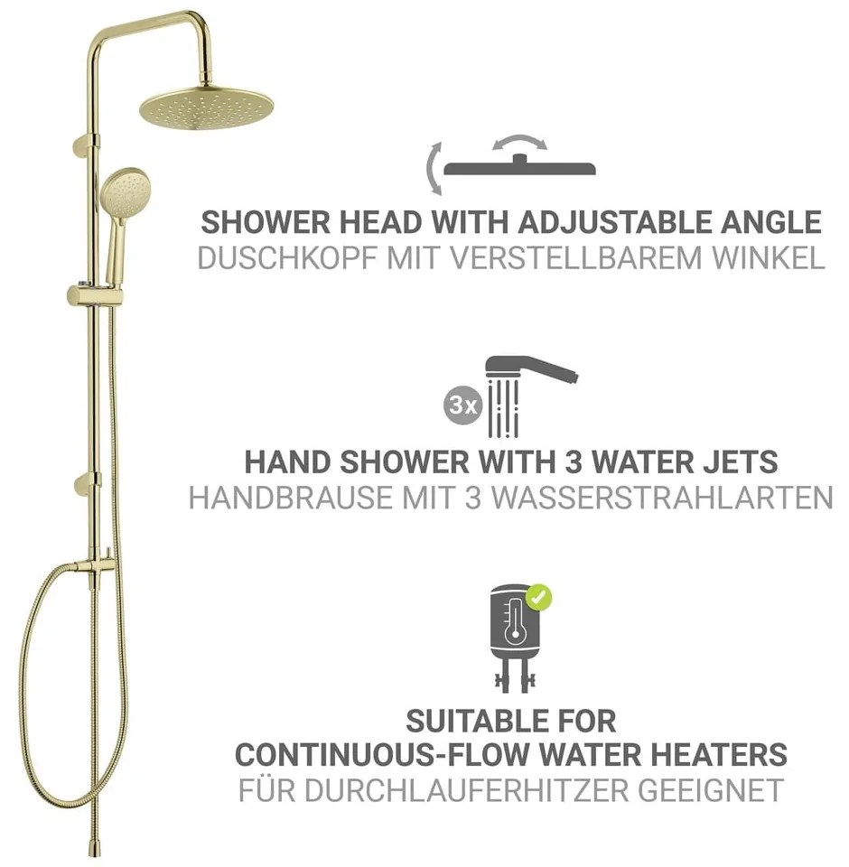 Set de duș auriu mat din oțel inoxidabil 101 cm Young Line – Wenko