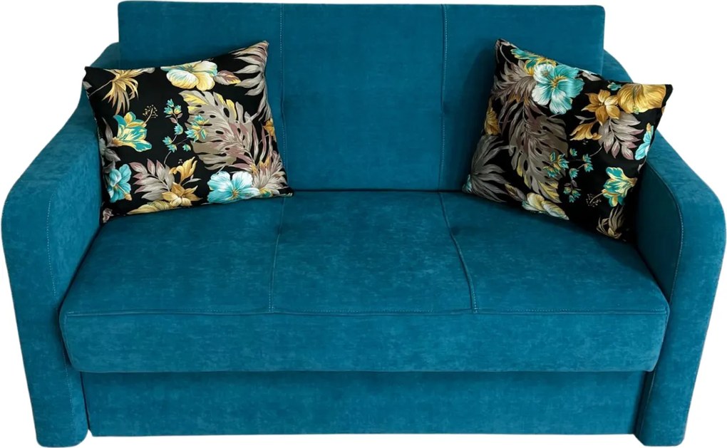 Canapea SAMY extensibila, 2 locuri, cu lada de depozitare, albastru, cadru metalic , 152x100x92 Albastru, Stofa