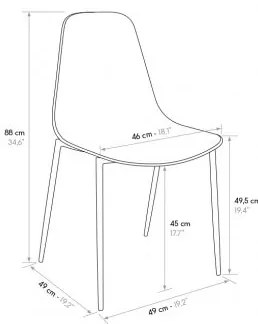 PAZZO DESIGN Set de 4 scaune Alix portocaliu, din polipropilenă și picioare metalice | Aosom Romania