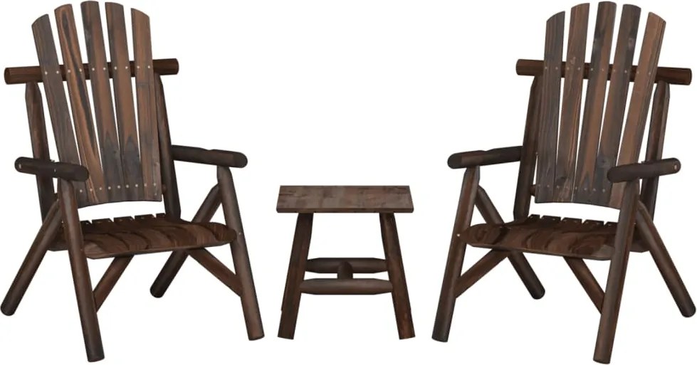 vidaXL Set mobilier de grădină, 3 piese, lemn masiv de molid