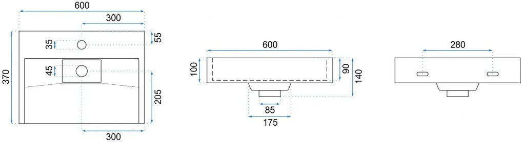 Lavoar Goya alb 60 cm
