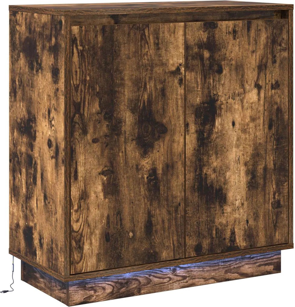 vidaXL Bufet LED cu ușă Stejar fumuriu 71 x 34,5 x 75 cm Lemn compozit