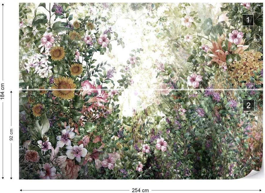 Fototapet GLIX - Vintage Floral Painting + adeziv GRATUIT Tapet nețesute - 254x184 cm
