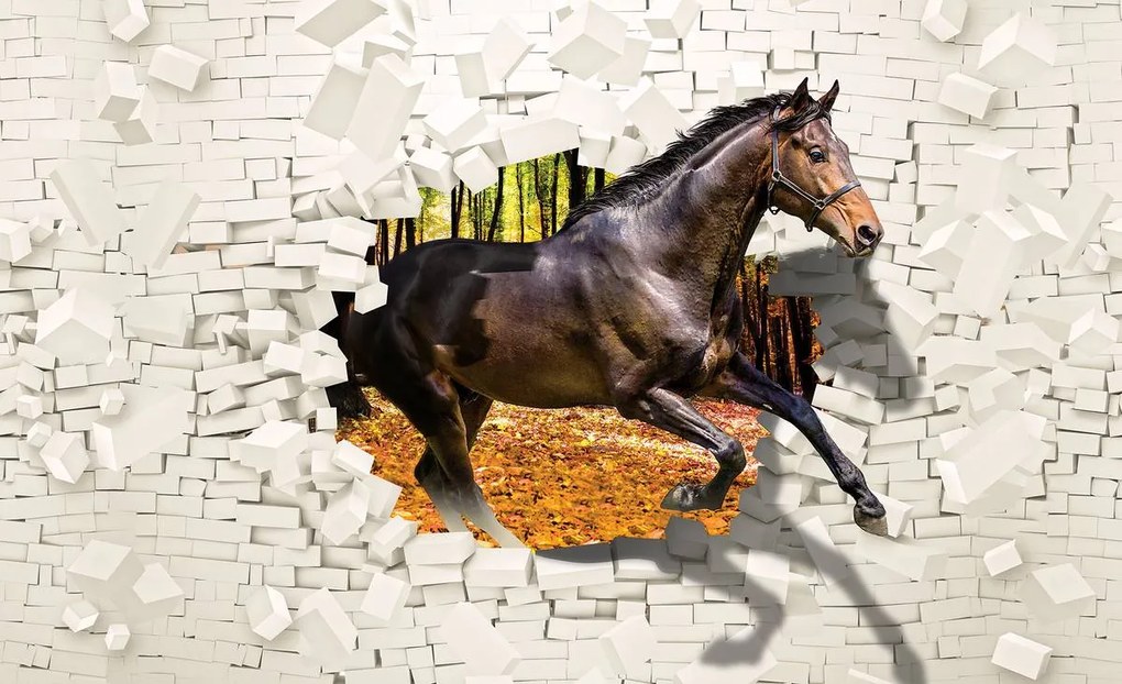 Fototapet - Calul a sărit din perete 3D (152,5x104 cm)