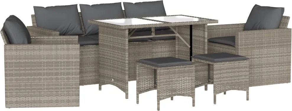 vidaXL Set canapele de grădină cu perne, 6 piese gri deschis poliratan