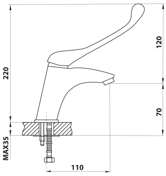 Aqualine - Baterie lavoar KASIOPEA 22 cm, crom lucios