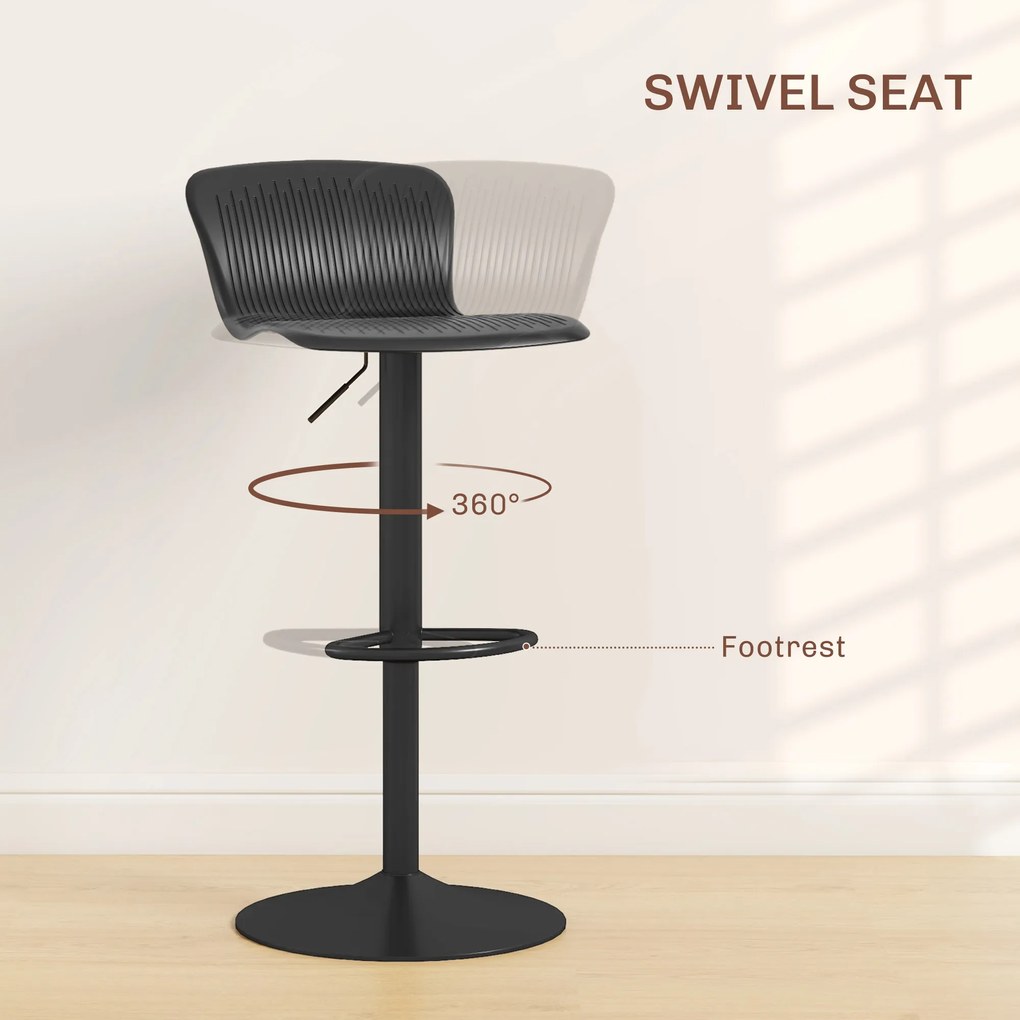 HOMCOM Set 2 Scaune de Bar cu Spătar Ergonomic, 38,5x40x76,5-97,5 cm, Alb | Aosom Romania